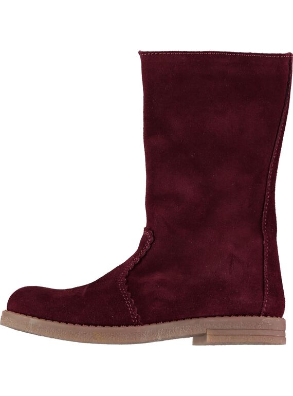 Girls' fur lined leather boots DFBOTTEVIN / 18WK35TBD10503