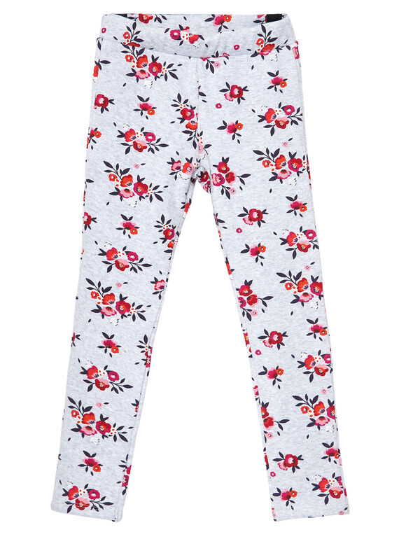 Grau chinierte gefütterte Leggings mit Blumendruck JAVIPANT / 20S901D1PAN943
