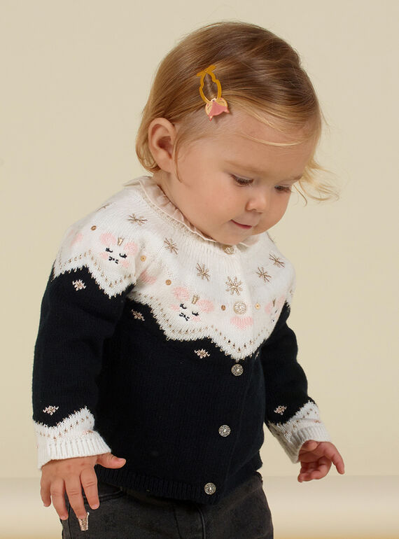 Baby Mädchen Jacquard-Strickstrickjacke MIHICAR2 / 21WG09U2CARJ905