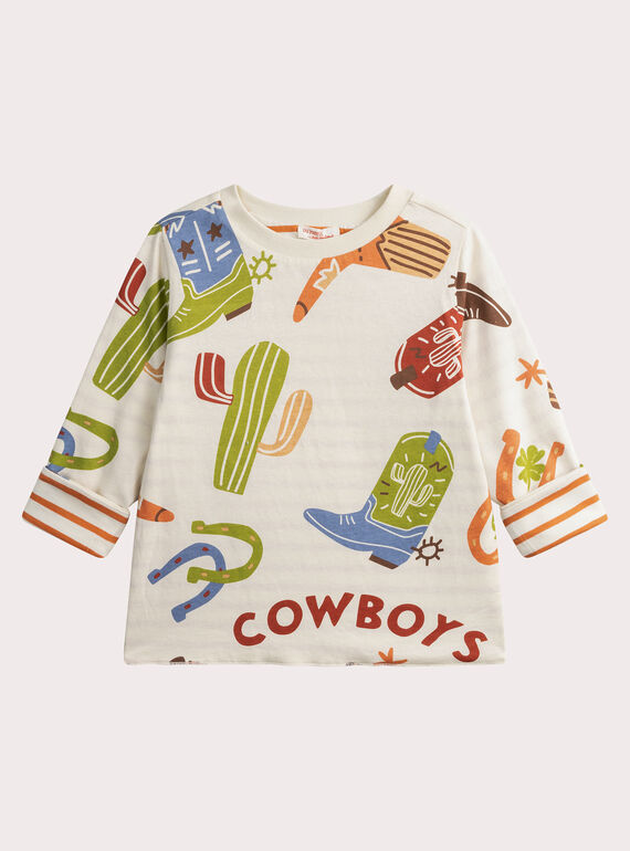 Gestreiftes Wende-T-Shirt mit Cowboy-Print WOLANTEE3 / 25S90242TML005