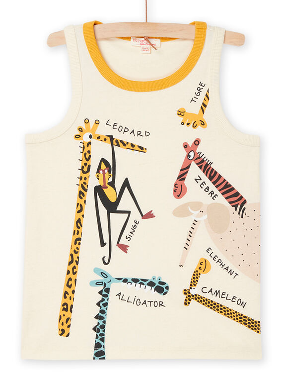 Cremeweißes Tank Top mit Wildtiermotiv ROSUMDEB / 23S902Y1DEBA002