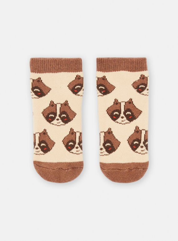 Beige- und braune Socken mit Waschbär-Print für Baby-Jungen SYULOCHO1 / 23WI10N3SOQ009