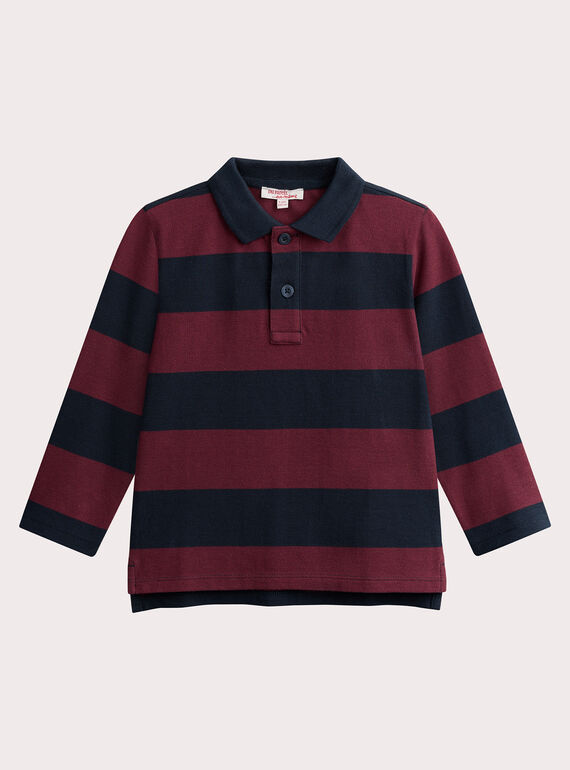 Poloshirt mit Streifen in Weinrot und Marineblau für Jungen VOJOPOL3 / 24W902G1POL503
