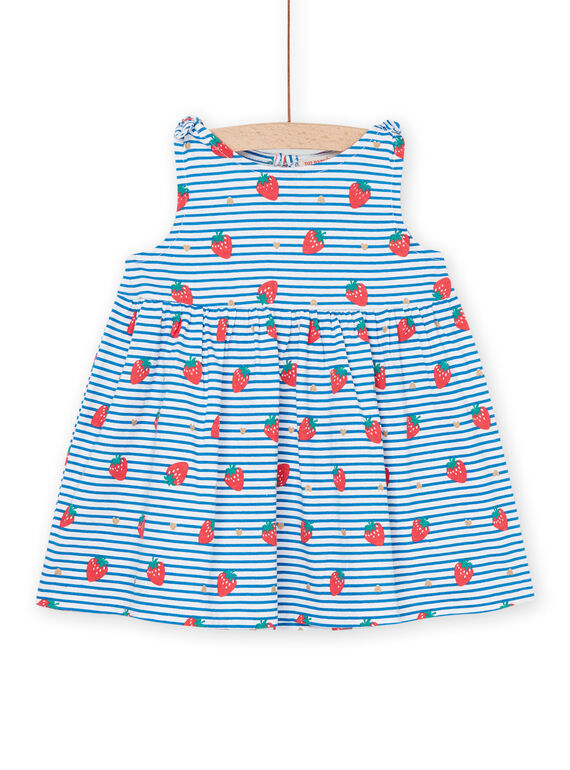 Kleid mit Erdbeeren, Herzen und weiß-blauen Streifen RIPLAROB1 / 23SG09P2ROB000