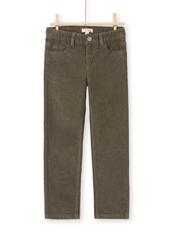 Einfarbig khakifarbene gerippte Hose für Jungen MOJOPAVEL2 / 21W90214PANG631