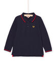 Marineblaues Poloshirt mit gesticktem Wolfskopf-Motiv POJOPOL1 / 22W902D4POL705