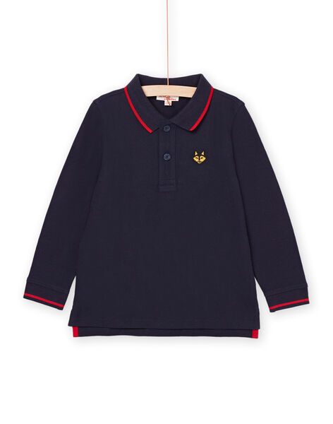 Marineblaues Poloshirt mit gesticktem Wolfskopf-Motiv POJOPOL1 / 22W902D4POL705