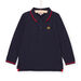 Marineblaues Poloshirt mit gesticktem Wolfskopf-Motiv