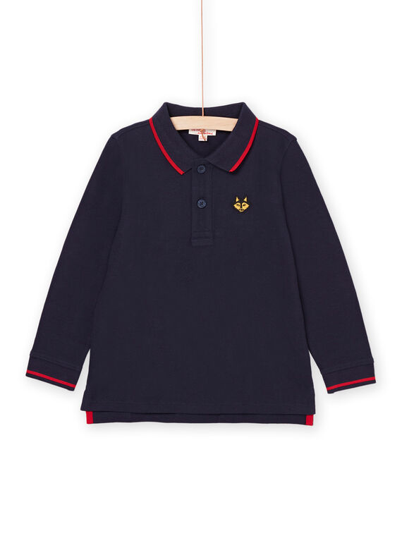 Marineblaues Poloshirt mit gesticktem Wolfskopf-Motiv POJOPOL1 / 22W902D4POL705