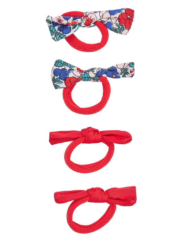 Set aus 4 Haargummis mit Schleifen (2 mit Blumenmuster + 2 einfarbige) JYAJACLIC2 / 20SI01B1BRT050