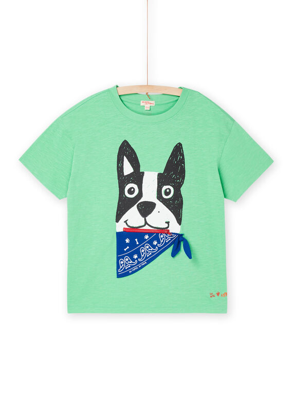 Grünes T-Shirt mit Hundemotiv Kapsel Spa ROSPATI1 / 23S902P4TMCG624