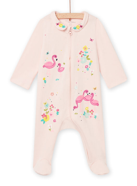 Rosa Flamingo und Blumen Strampler Baby Mädchen NEFIGREFLAM / 22SH13G1GRE307