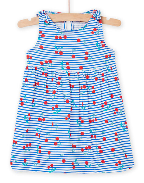 Baby Mädchen weiß gestreiftes Kleid mit Kirschenmuster NIPLAROB1 / 22SG09K2ROB000