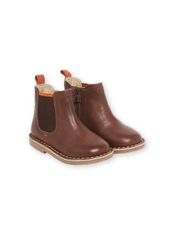 Braune Chelsea-Lederstiefel Kind Junge GGBOOTCHEM / 19WK36X3D0D802
