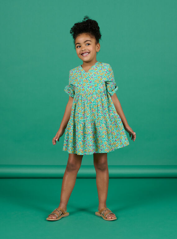 Mandelgrünes Kleid für Kind Mädchen NAGAROB3 / 22S901O3ROB611