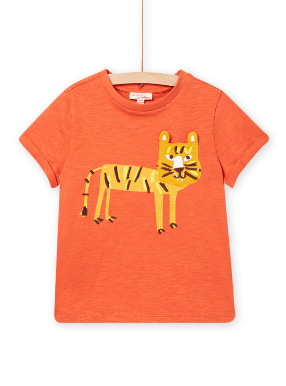 Kind Junge Kürbis-T-Shirt mit Leoparden-Print NOFLATI4 / 22S902R3TMC405