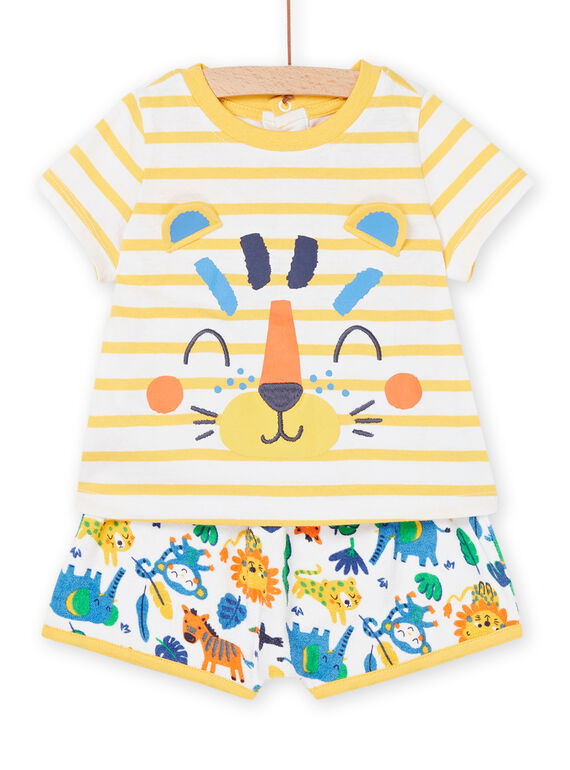 Safranfarbenes T-Shirt und Shorts mit Tierprint und Streifen RUPLAENS1 / 23SG10P1ENS109