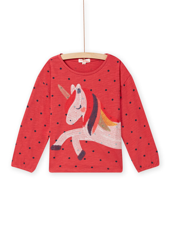 Kind Mädchen T-Shirt mit Einhorn-Stickereipunkten NAVITEE2 / 22S901M2TML409