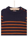 Nachtblauer Pullover mit senfgelben Streifen POJOPUL2 / 22W902D2PUL705