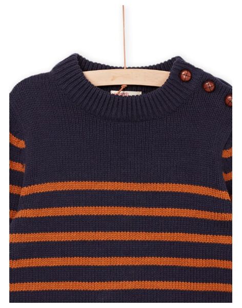 Nachtblauer Pullover mit senfgelben Streifen POJOPUL2 / 22W902D2PUL705