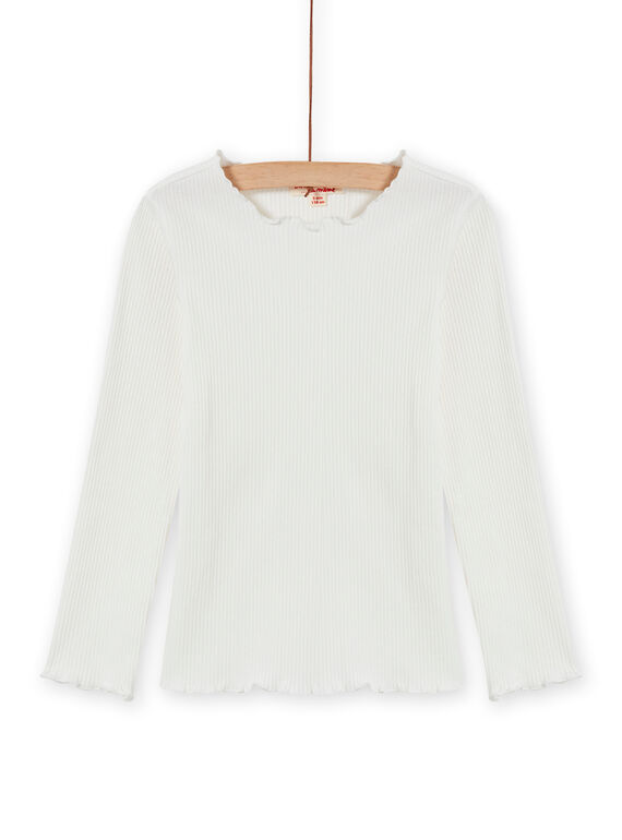 Geripptes T-Shirt für Mädchen in Ecru MAJOUTEE1 / 21W90127TML001
