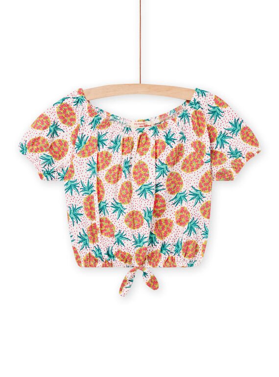 Kurzärmeliges T-Shirt für Kind Mädchen mit Ananas- und Tupfenaufdruck NAWATI3 / 22S901V4TMC001