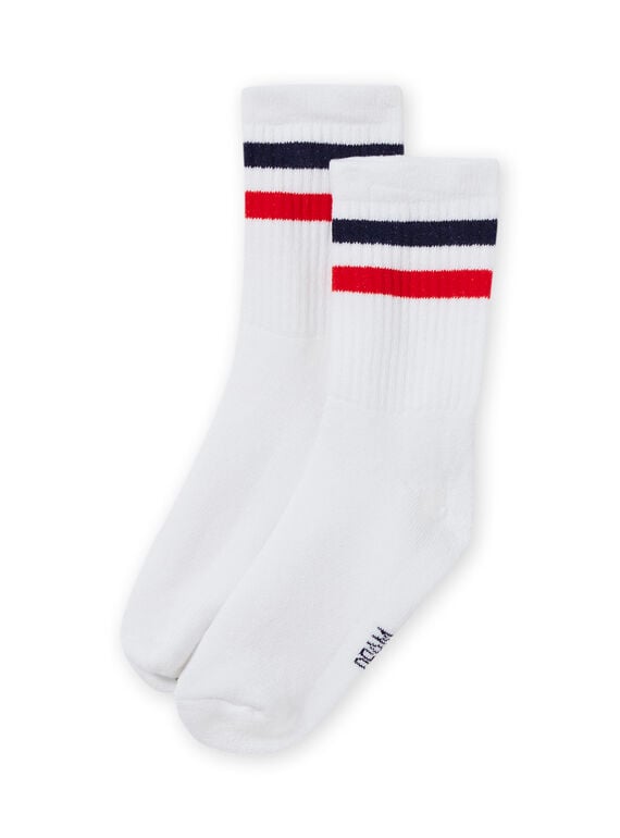Weiße Socken für Jungen mit farbigen Streifen MYOJOCHOS1 / 21WI0212SOQ000