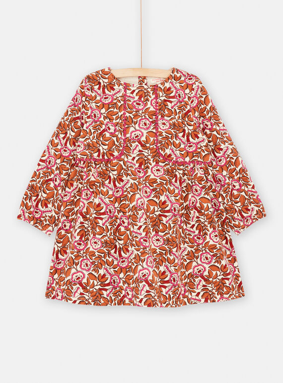Ecrufarbenes Kleid mit Blumenmuster für Mädchen SALOROB1 / 23W901R2ROB003
