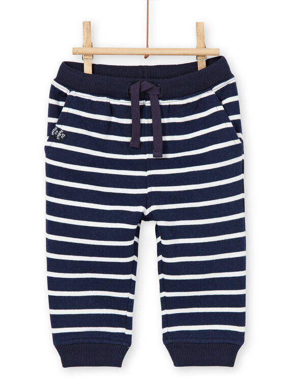 Nachtblau-weiß gestreifter Jogginganzug Baby Junge LUJOPAN3 / 21SG1033PAN713