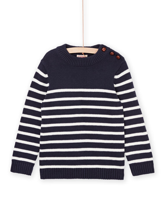 Nachtblauer Pullover mit weißen Streifen POJOPUL1 / 22W902D1PUL705