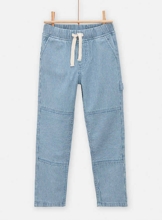 Nachtblaue und weiße Hose mit Streifenmuster für Jungen TODEPAN / 24S902J1PAN705