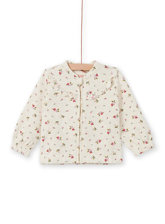 Beigefarbenes Jogging-Top für Baby-Mädchen mit Blumendruck MIKAHOJOG / 21WG09I1JGHA011