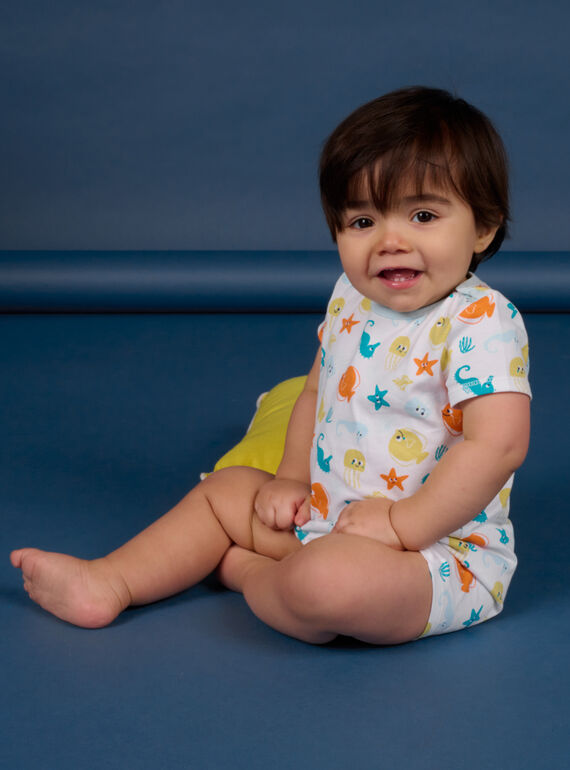 Weißer Overall mit Matrosenaufdruck für Baby Junge NEGAGREPOI / 22SH14H3GRE000