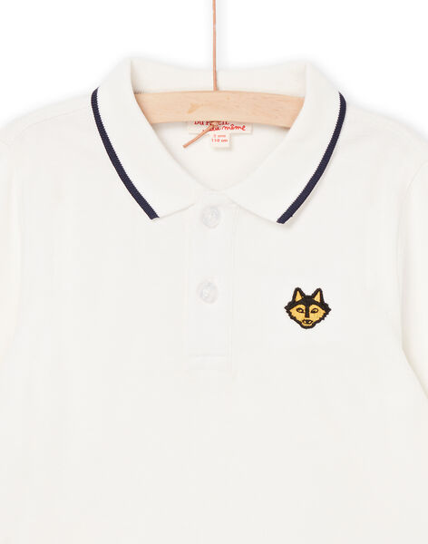Weißes Poloshirt mit gesticktem Wolfskopfmotiv POJOPOL2 / 22W902D6POL001