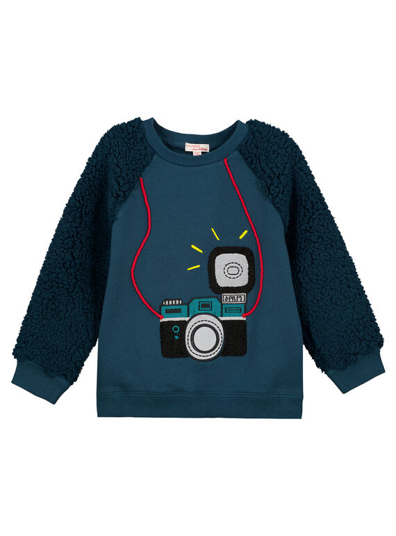 Tannengrünes Sweatshirt mit gefütterten Ärmeln GOTUSWE / 19W902Q1SWM707