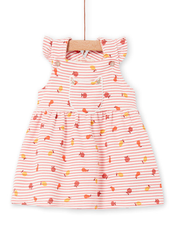 Rosa und orange gestreiftes Baby Mädchenkleid LINAUROB2 / 21SG09L1ROB318