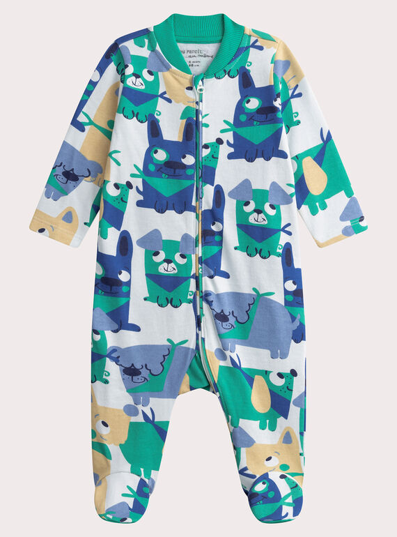 Bedruckter Baby-Strampler in Blau für Jungen WEGAGREMIX / 25SH1493GREC236