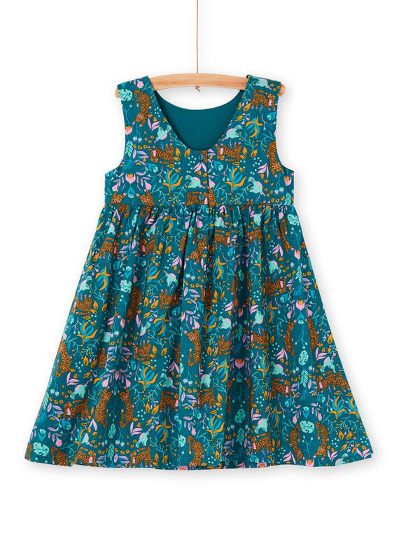Ente blau und gelb Kleid mit Tiger und Blumendruck LAVEROB1 / 21S901Q2ROB714