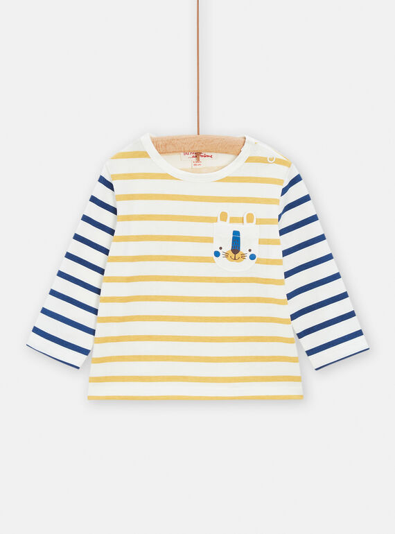 Gelbes T-Shirt mit Streifenmuster für Baby-Jungen TUJOTEE1 / 24SG10B4TML001