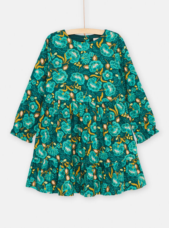 Entenblaues Kleid mit Blumenprint für Mädchen SADUROB1 / 23W901P2ROB714