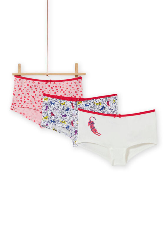 3er-Set sortierte Shortys mit Leopardenmuster Kind Mädchen MEFAHOTFEL / 21WH11B5SHY001