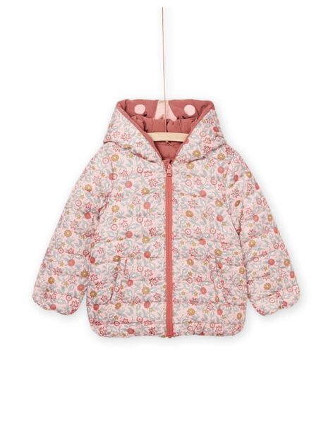 Reversible Kapuzenjacke mit einfarbiger Seite und Seite mit Blumenmuster PAFOXDOUNE / 22W901F3D3ED321