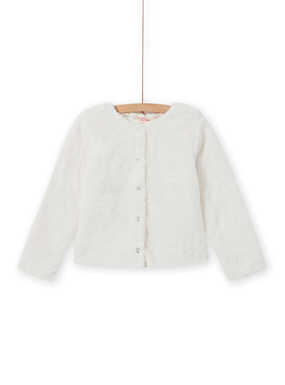 Wendbare Strickjacke aus Kunstfell in Ecru für Mädchen MAJOCARF2 / 21W90111CAR001