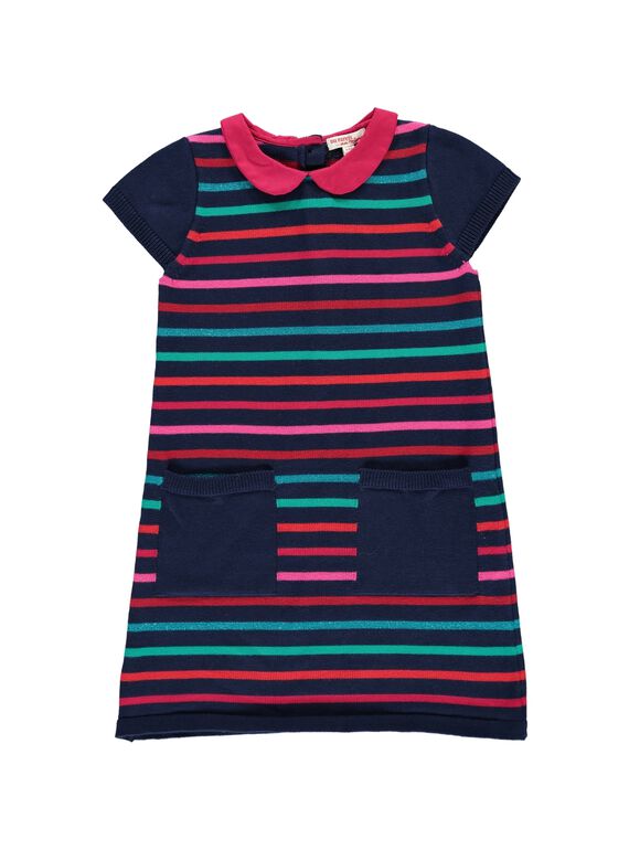 Girls' cotton knit dress DATRIROB3 / 18W901D4ROB099