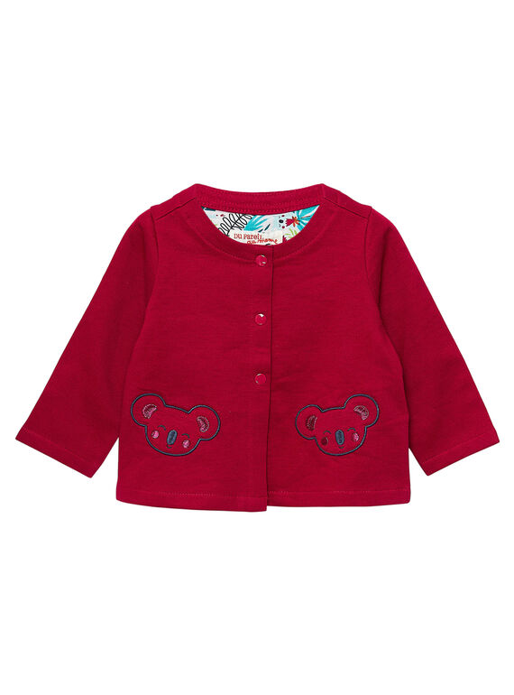 Cassis-farbene Baby-Strickjacke aus Molton für Mädchen JICLOCAR2 / 20SG0911CARD302