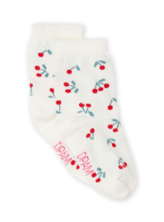 Ekrüfarbene Socken mit Kirschmuster RYIJOSOQ1 / 23SI0975SOQ001