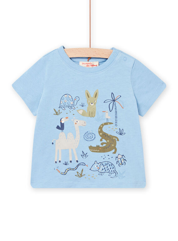 Baby Junge horizon blaues T-Shirt mit Tiermotiven NUSANTI2 / 22SG10S1TMC216