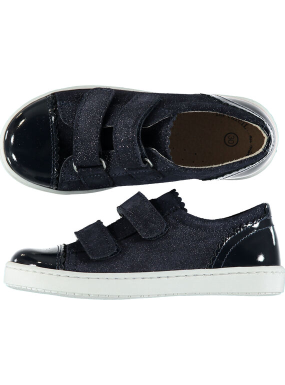 Marineblaue Sneakers Lackleder glänzend Kind Mädchen GFBASVEL / 19WK35I9D3F070