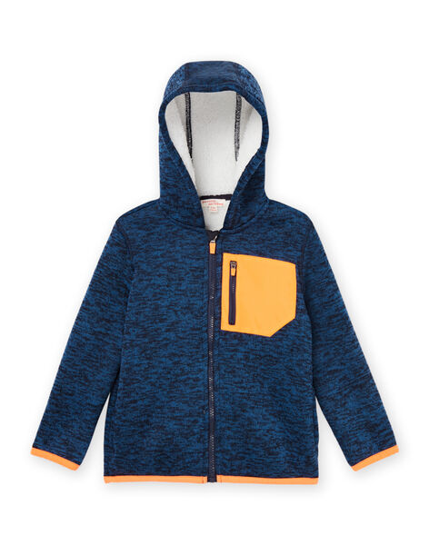 Blau melierte Strickjacke mit weichem Futter POJOGITEK1 / 22W902D2GIL219