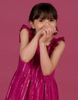 Schwarzes Kleid mit schillernden Streifen für Kind Mädchen NAFLAROB3 / 22S901R4ROBD302